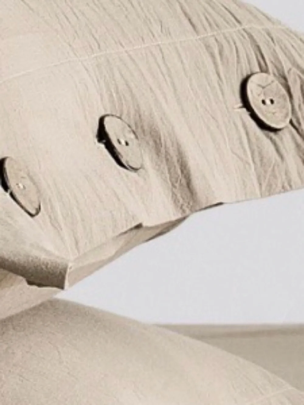 King Pillowcases with Buttons 100% Washed Cotton - Dusty Khaki